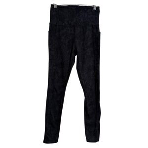 Danskin Womens High Rise Snakeskin Print Leggings with Pockets Black XS